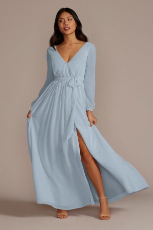 Celebrate DB Studio Long Sleeve Chiffon Dress with Slit